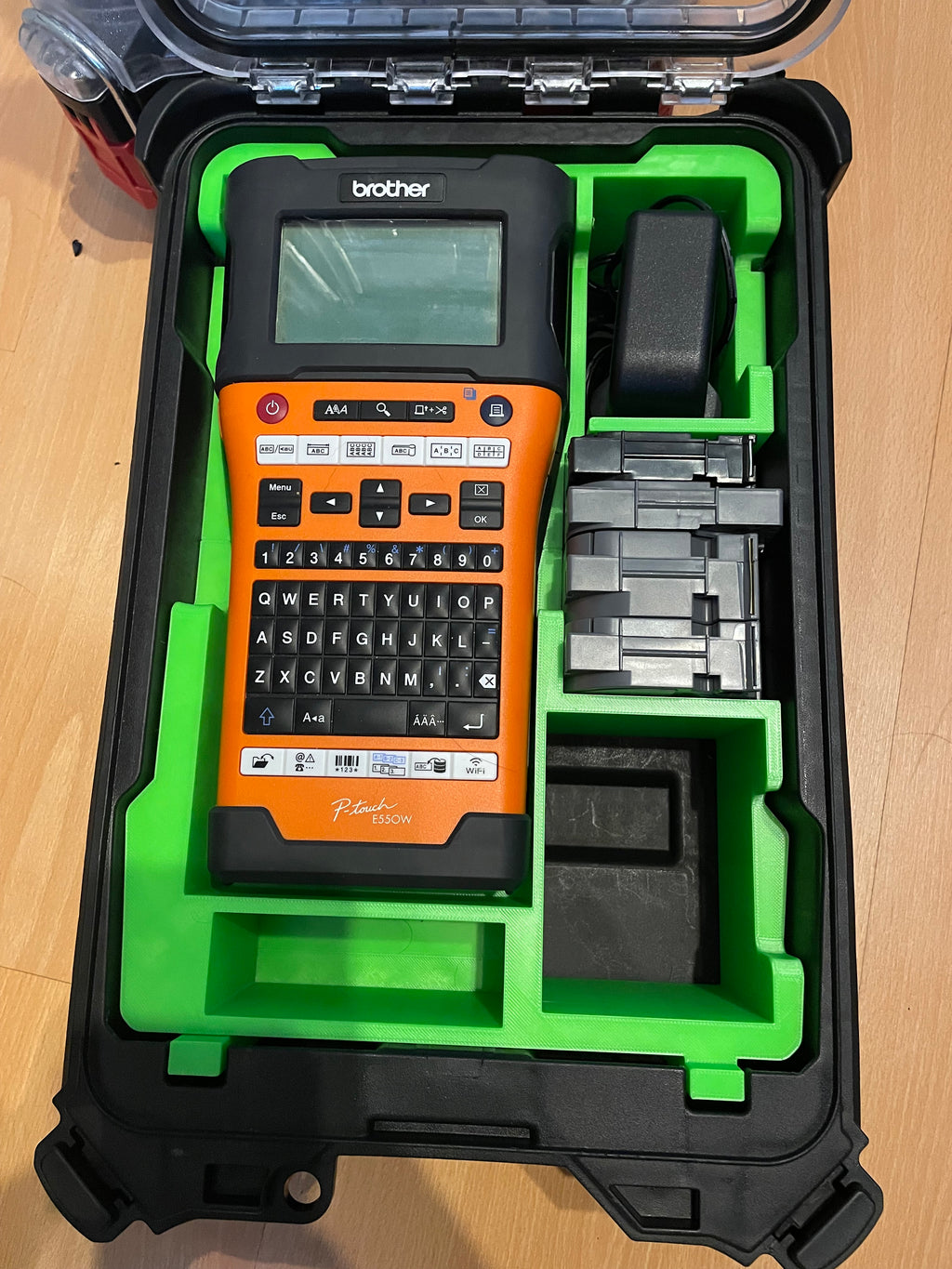 Brother P-touch E550 printer 3d printed insert for the milwaukee packout half organiser